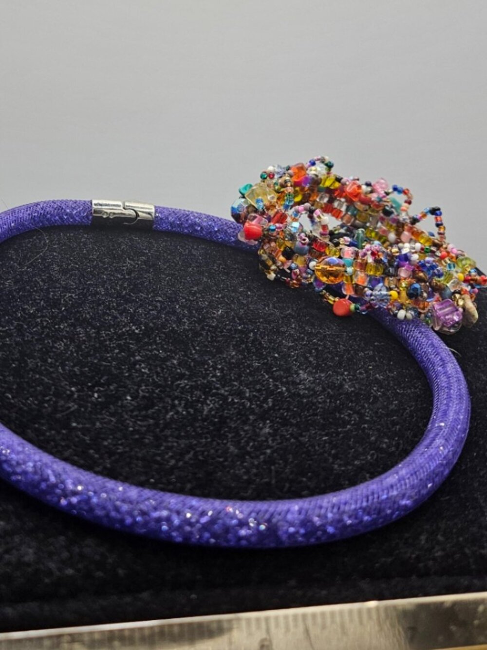 Vintage Purple Mesh Choker Necklace & Matching Bracelet Set